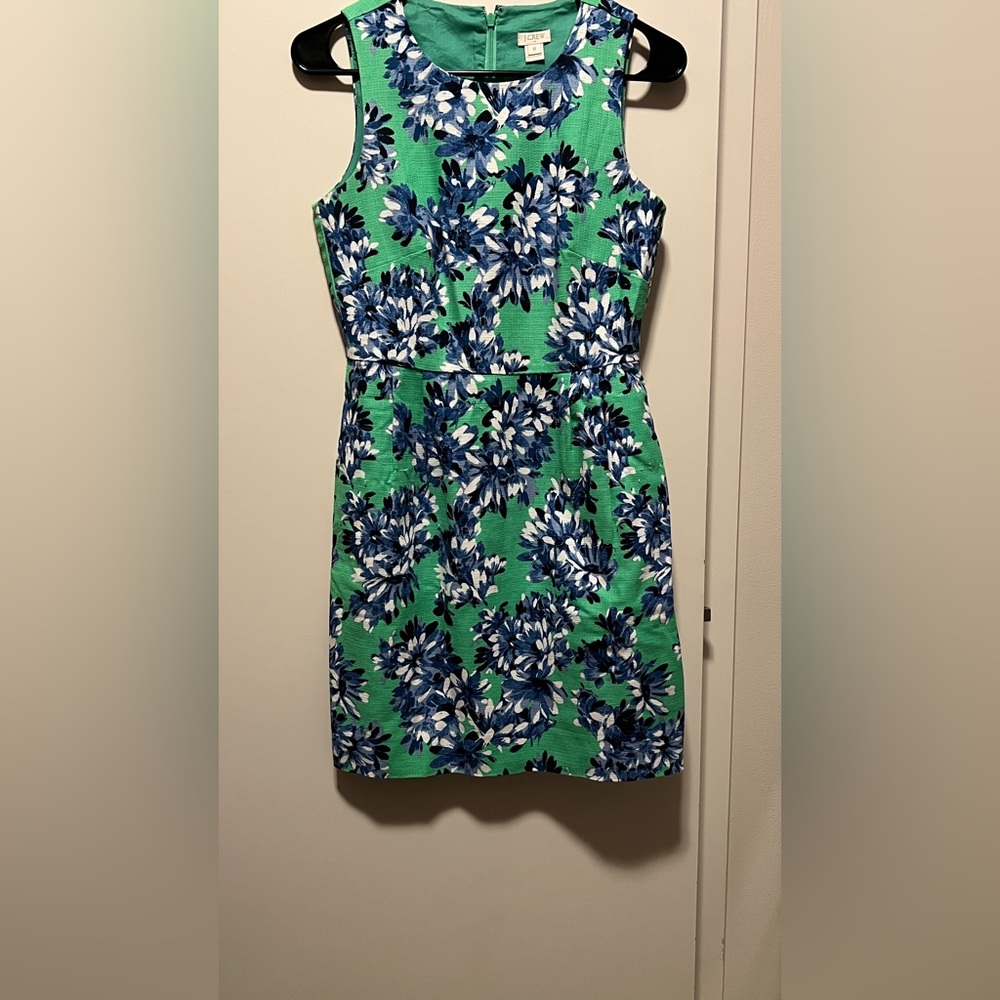 J. Crew sleeveless Sheath Dress in Green and Blue